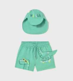 Mayoral Baby Swim Trunks And Interactive Hat Set With Sun Protection
