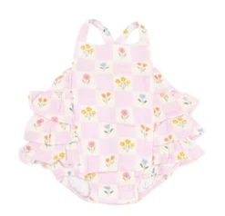 Angel Dear Ruffle Sunsuit - Floral Check