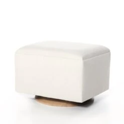 Oilo Small Stationary Rectangle Ottoman With Wood Base -Baby Go Round Store SmallWhiteOttoman