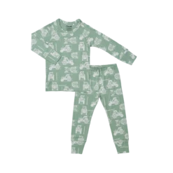 Coccoli LS Cotton Modal Pajama- Tractors On Lily Pad