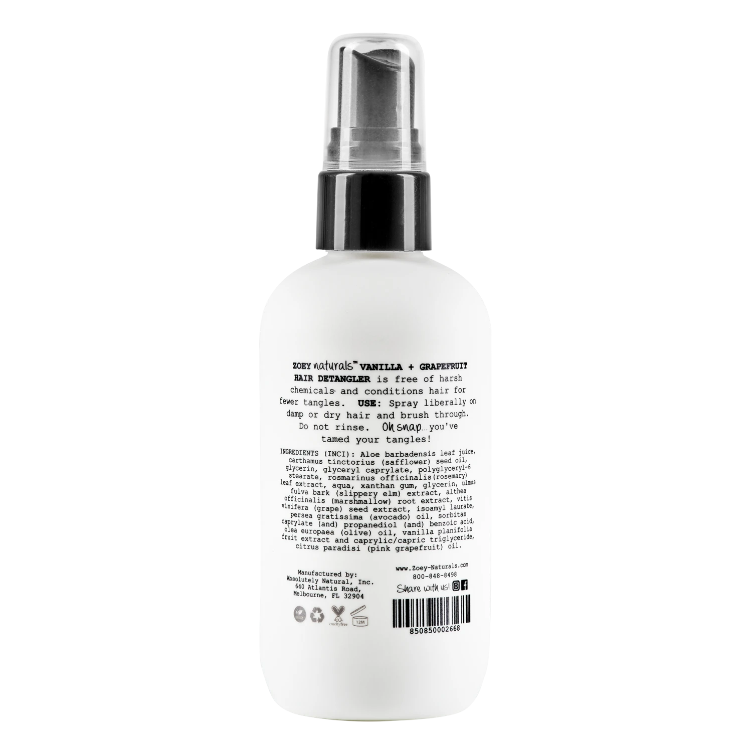 Zoey Naturals Vanilla Grapefruit Detangler 2 Zoey Naturals Vanilla Grapefruit Detangler - Image 2