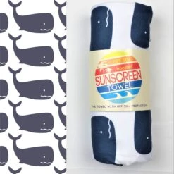 Luv Bug Co Hooded UPF 50+Sunscreen Towel - Whales