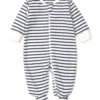 Kissy Love Basics Stripes Zip Footie Pink, Navy, Green