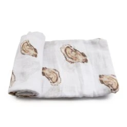 Little Hometown Aw, Shucks! Oyster Baby Muslin Swaddle Receiving Blanket -Baby Go Round Store aww3
