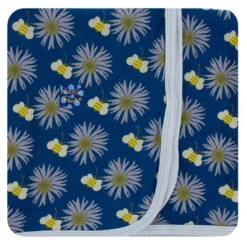 Kickee Pants Printed Swaddle Blanket - Inavy Cornflower And Bee
