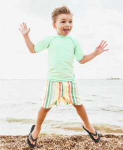 Rugged Butts Swimtrunks - Saltwater Stripe -Baby Go Round Store bwsgbxx st00 ruggedbutts pale green stripes swim trunks toddler infant big boys swimsuit3