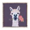 18" Square Wood Framed Wall Decor W/ Llama With Flower