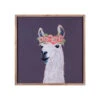 18" Square Wood Framed Wall Decor W/ Llama With Flower Crown