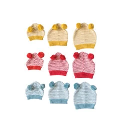Cotton Knit Hat W/ Pom Poms, 3 Colors, 3 Assorted Sizes