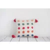 16" Square Woven Cotton Pillow W/ Tufted Dots & Tassels, Multi Color