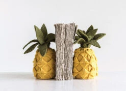 Handmade Wool Felt Pineapple Bookends, Yellow & Green, Set Of 2