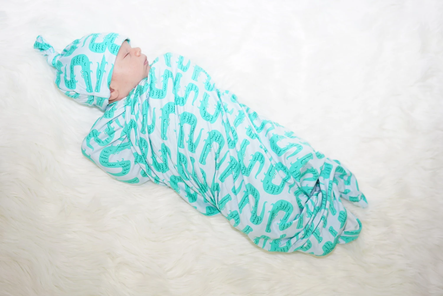 Silkberry Baby Knot Hat - Zigzag Croc Print 2 Silkberry Baby Knot Hat - Zigzag Croc Print - Image 2