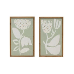 Creative Co-op Wood Framed Wall Decor W/Flower - 2 Styles
