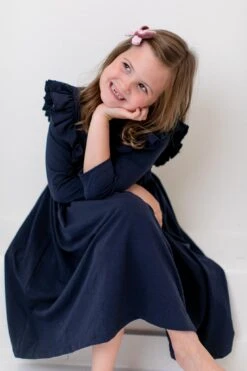 Mila And Rose Navy Ruffle Twirl Dress