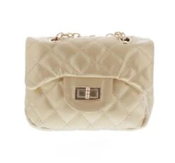 Doe A Dear Gold Diamond Quilted Cross Body Bag