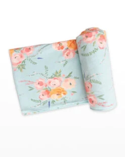 Angel Dear Bamboo Swaddle- Blue Peonies