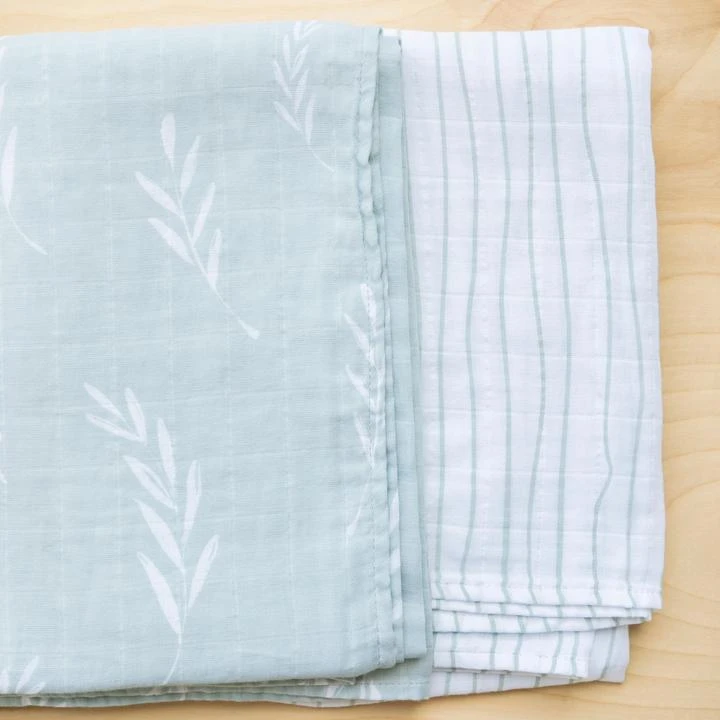 Saranoni Muslin 2-Pack Muslin Swaddles - Olive Branch 1 Saranoni Muslin 2-Pack Muslin Swaddles - Olive Branch