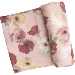 Angel Dear Organic Cotton Swaddle Blanket | Bordeaux Floral