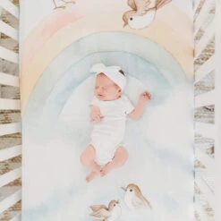 Rookie Humans Crib Sheet - Rainbows And Birds