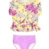 RuffleButts Daisy Delight Long Sleeve Rashguard Bikini