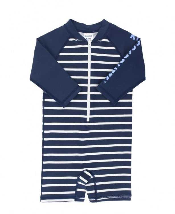 Rugged Butts Navy Stripe Long Sleeve One Piece Rash Guard 1 Rugged Butts Navy Stripe Long Sleeve One Piece Rash Guard