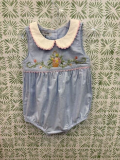 Sweet Dreams Chambray Embroidered Flower Basket Bubble