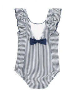 RuffleButts Navy Waterfall One Piece -Baby Go Round Store swsnwxx stwf flat back